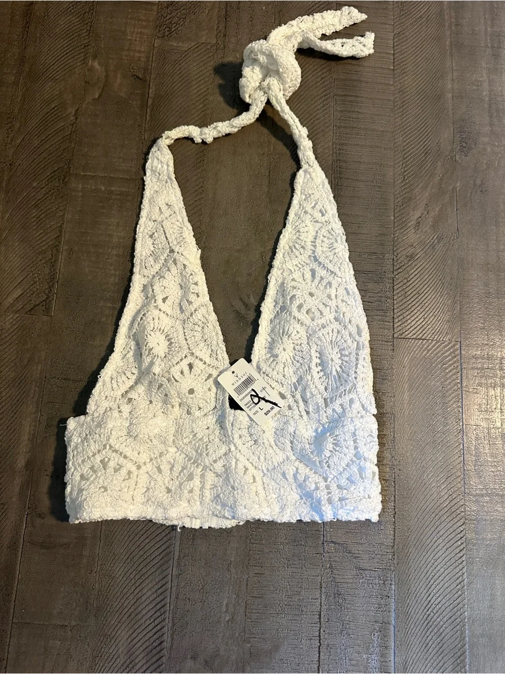 NWT Windsor Womens White Crochet Halter Crop Top Large - Picture 5 of 10